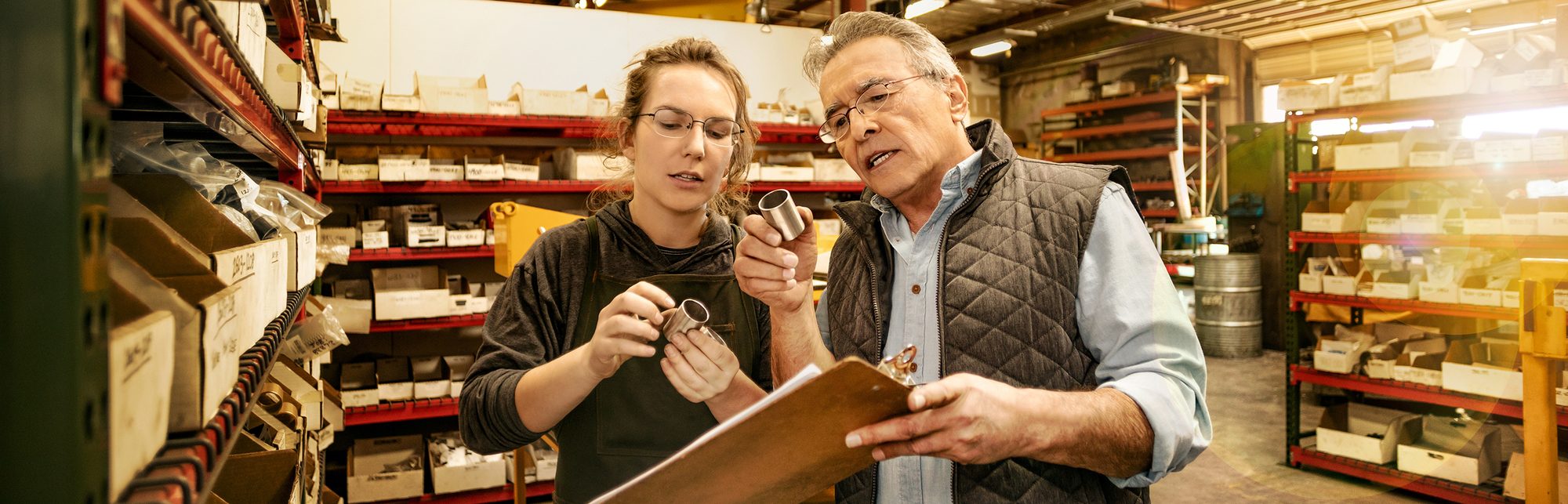 business owner working with employee